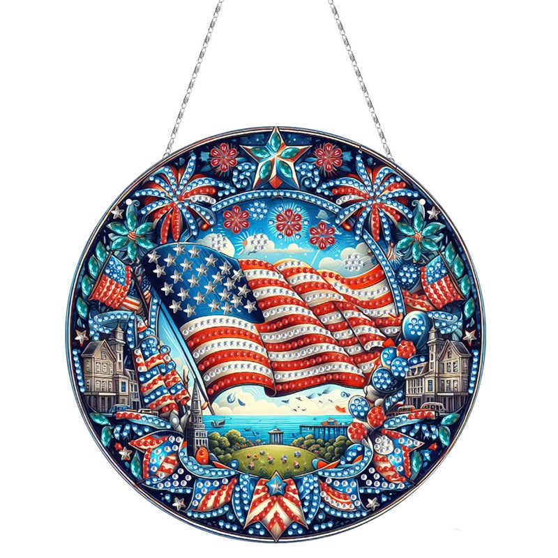 ARTopet 4th of July Diamond Art Hanging Kit Single Sided Patriotic Pendant - Image 3