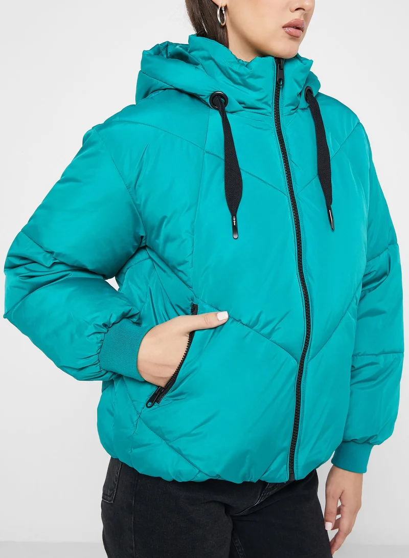 VERO MODA Zip Through Hooded Puffer Jacket