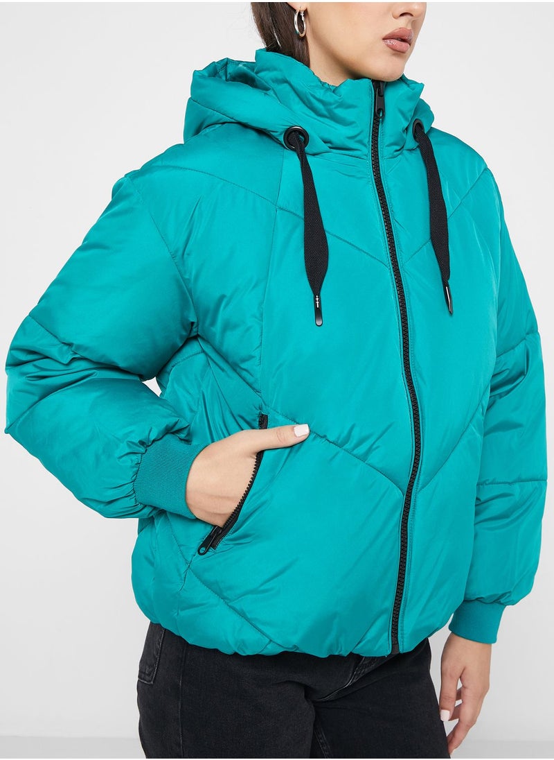 VERO MODA - Zip Through Hooded Puffer Jacket - Image 1