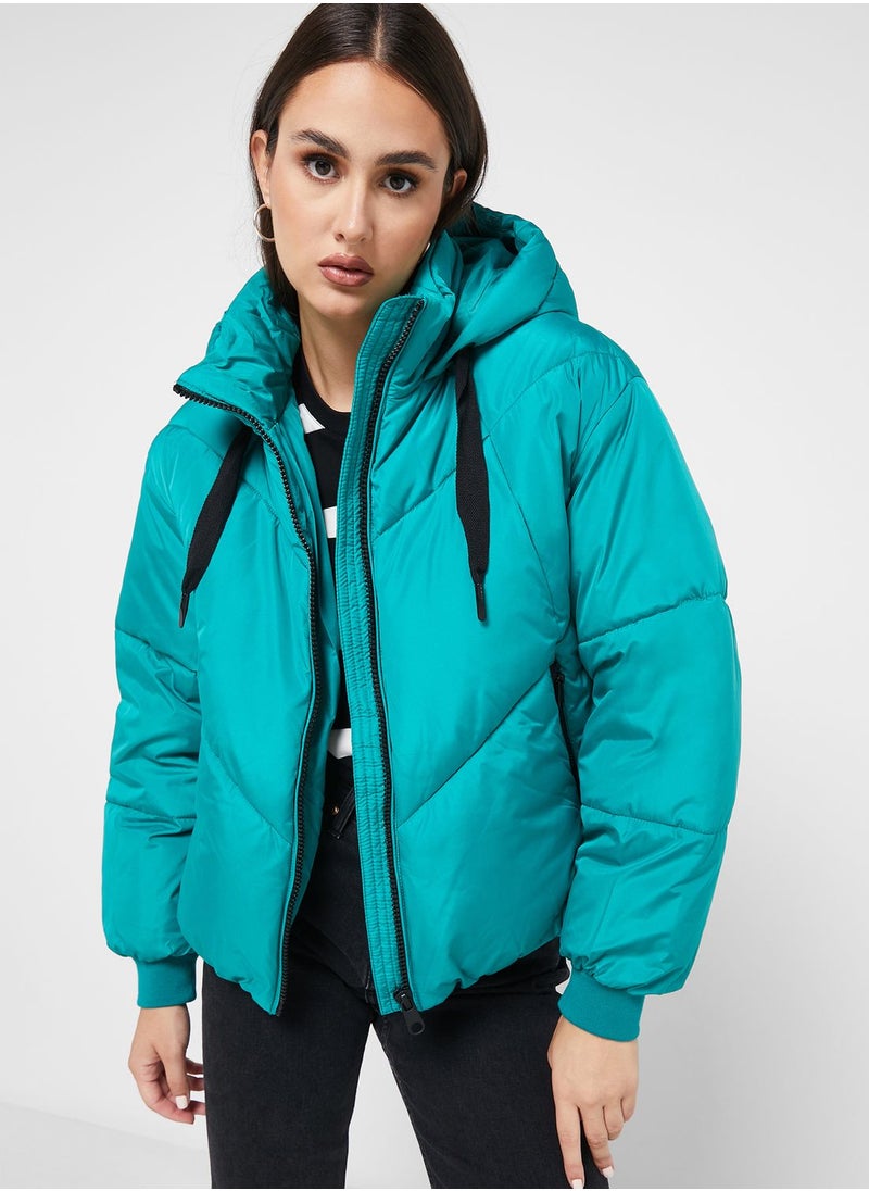 VERO MODA - Zip Through Hooded Puffer Jacket - Image 1