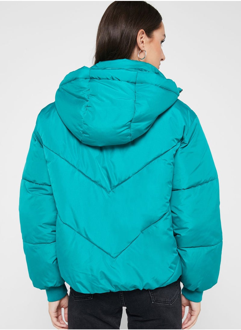VERO MODA - Zip Through Hooded Puffer Jacket - Image 1
