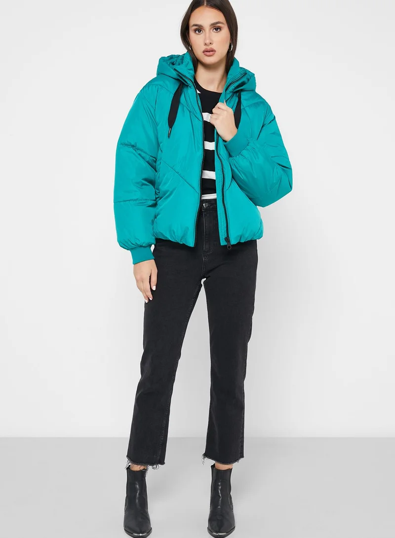 VERO MODA Zip Through Hooded Puffer Jacket