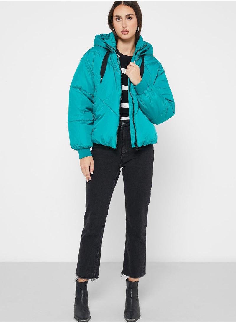 VERO MODA - Zip Through Hooded Puffer Jacket - Image 1