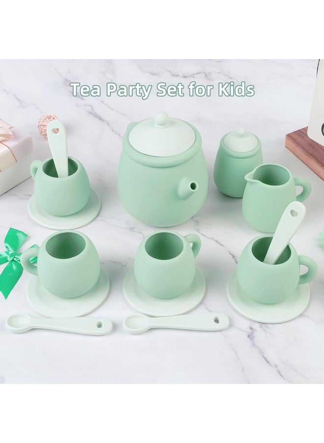 MCGMITT Silicone Tea Set, Tea Party Set For Little Girls Boys, 15 Pcs Bpa Free Dishwasher Safe Pretend Tea Set For Toddlers Kids Age 3-6, Cute Toy Kitchen Accessories For Children Birthday Gifts - Image 2