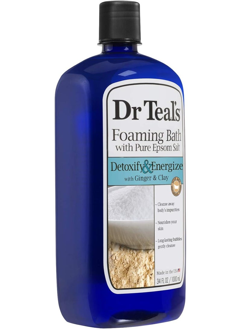 Dr Teal's Foaming Bath with Pure Epsom Salt, Detoxify & Energize with Ginger & Clay, 34 Ounces - Image 2