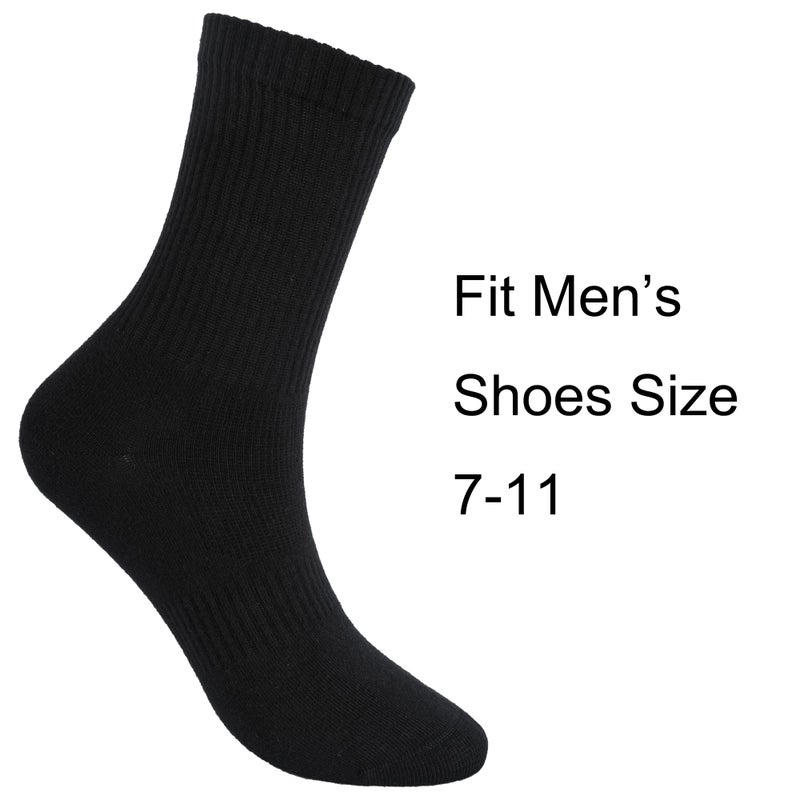 WindCrosser Mens 6-Pack Black Anti Stink Odor Resistant Seamless Cotton Moisture Wicking Crew Dress Socks, Size 7-11 - Image 5