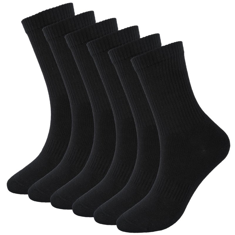 WindCrosser Mens 6-Pack Black Anti Stink Odor Resistant Seamless Cotton Moisture Wicking Crew Dress Socks, Size 7-11 - Image 1