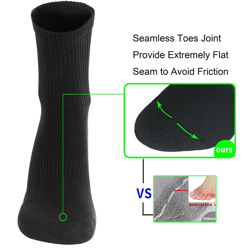 WindCrosser Mens 6-Pack Black Anti Stink Odor Resistant Seamless Cotton Moisture Wicking Crew Dress Socks, Size 7-11 - Image 4