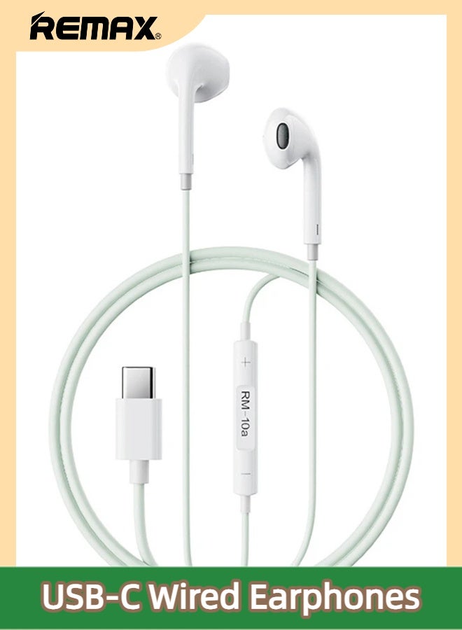 ريماكس سماعات أذن سلكية ملونة RM-10a داخل الأذن، منفذ USB-C، صوت ستيريو عالي الدقة مع تحكم الميكروفون، سماعات داخل الأذن مريحة (أخضر) - Image 1