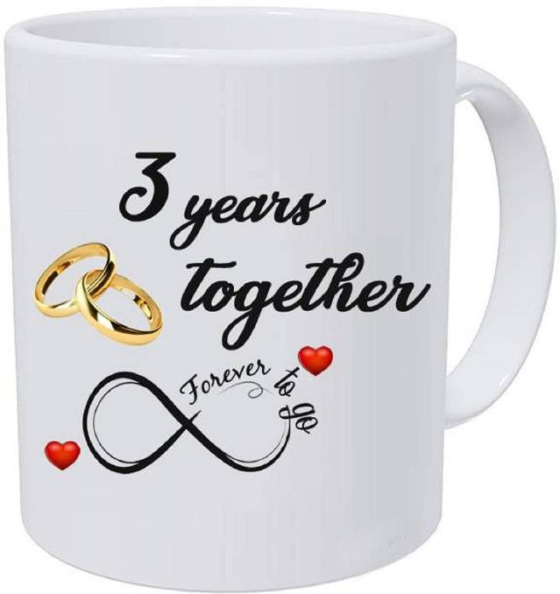 Alexus Happy 3rd Marriage Anniversary 3 year love Ceramic Coffee Mug Slogan Quote Printed Ceramic Coffee & Tea Mug, Cup Best Gifts For Wedding/Anniversary/Couple/Marriage/Birthday/Return Gift -(350 ML) - White - Image 3