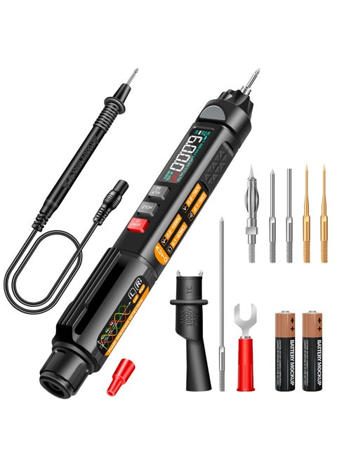 SYOSI Multimeter AC/DC Voltage Tester, 6000 Counts Pen Type Professional Current Meter, Non-Contact Electricians Voltmeter Tester for AC DC Voltage, Live Wire, Resistance, Continuity and Diode Tests