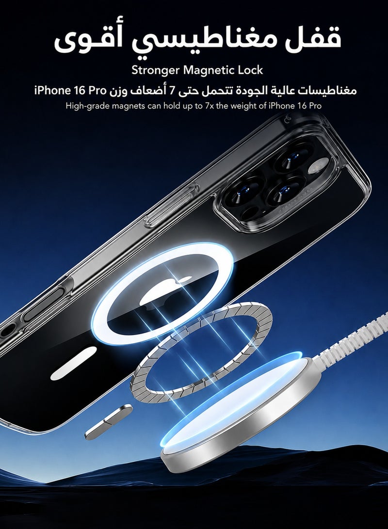 ORYXA iPhone 16 Pro Case Clear, MagSafe Magnetic iPhone 16 Pro Cover, Anti-Yellowing Slim Shockproof Bumper, Full Protection Transparent Back Cover 6.3", Clear - Image 3
