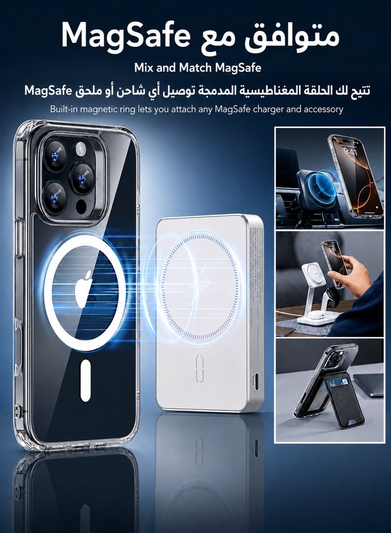 ORYXA iPhone 16 Pro Case Clear, MagSafe Magnetic iPhone 16 Pro Cover, Anti-Yellowing Slim Shockproof Bumper, Full Protection Transparent Back Cover 6.3", Clear - Image 5