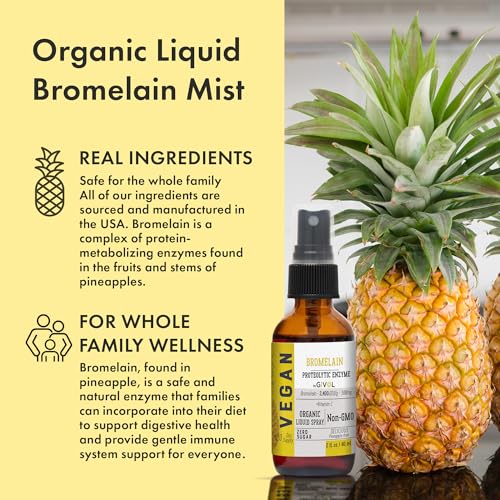 GIVOL Organic Raw Bromelain Mist-Liquid Pineapple Extract - Enhanced Potency 500mg, for Kids & Adults - for Digestive Health, Inflammatory Response, and Healing - Non-GMO - 60ml 120 Day Supply - Image 2
