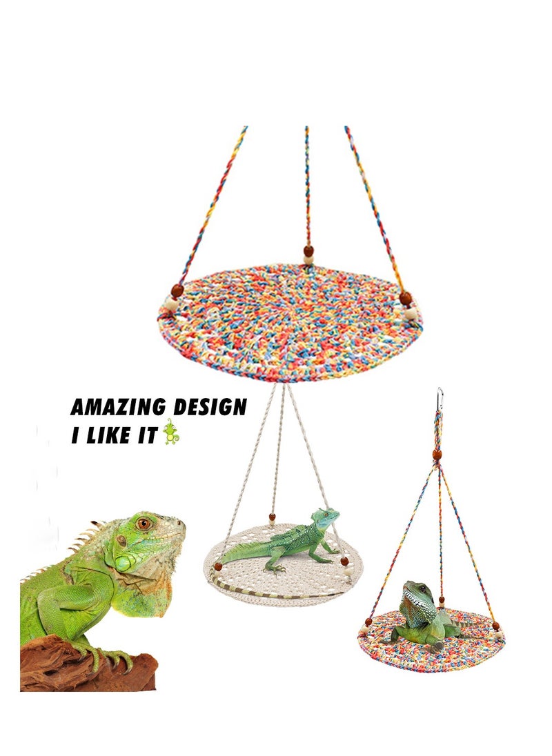 Lizard Hammock Reptile Hammock Swing Hanging Bed Cute Lizard Swing Toy Cotton Lizard Bed Reptile Summer Bed for Bearded Dragon Leopard Gecko Lizard Birds Parrots Rats (Colorful)