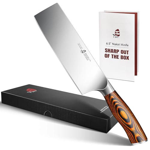 TUO Nakiri Knife 6.5" Japanese Vegetable Cleaver, Chef Knife for Kitchen Vegetable Chopping, German High Carbon Stainless Steel, Ergo Pakkawood Handle - Image 1