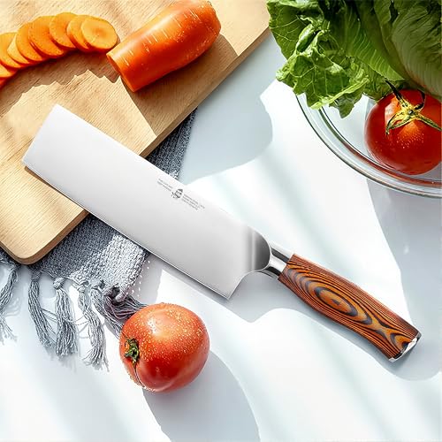 TUO Nakiri Knife 6.5" Japanese Vegetable Cleaver, Chef Knife for Kitchen Vegetable Chopping, German High Carbon Stainless Steel, Ergo Pakkawood Handle - Image 2
