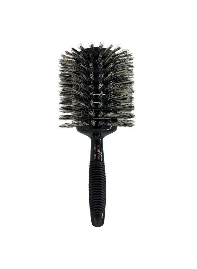 Phillips Brush Luxe Monster Vent 2 Professional Hair Brush (4.5” Diameter Barrel) Black & Gold Vented Hairbrush With Nylon Reinforced Boar Hair Bristles Ergonomic Rubber Grip - Image 1