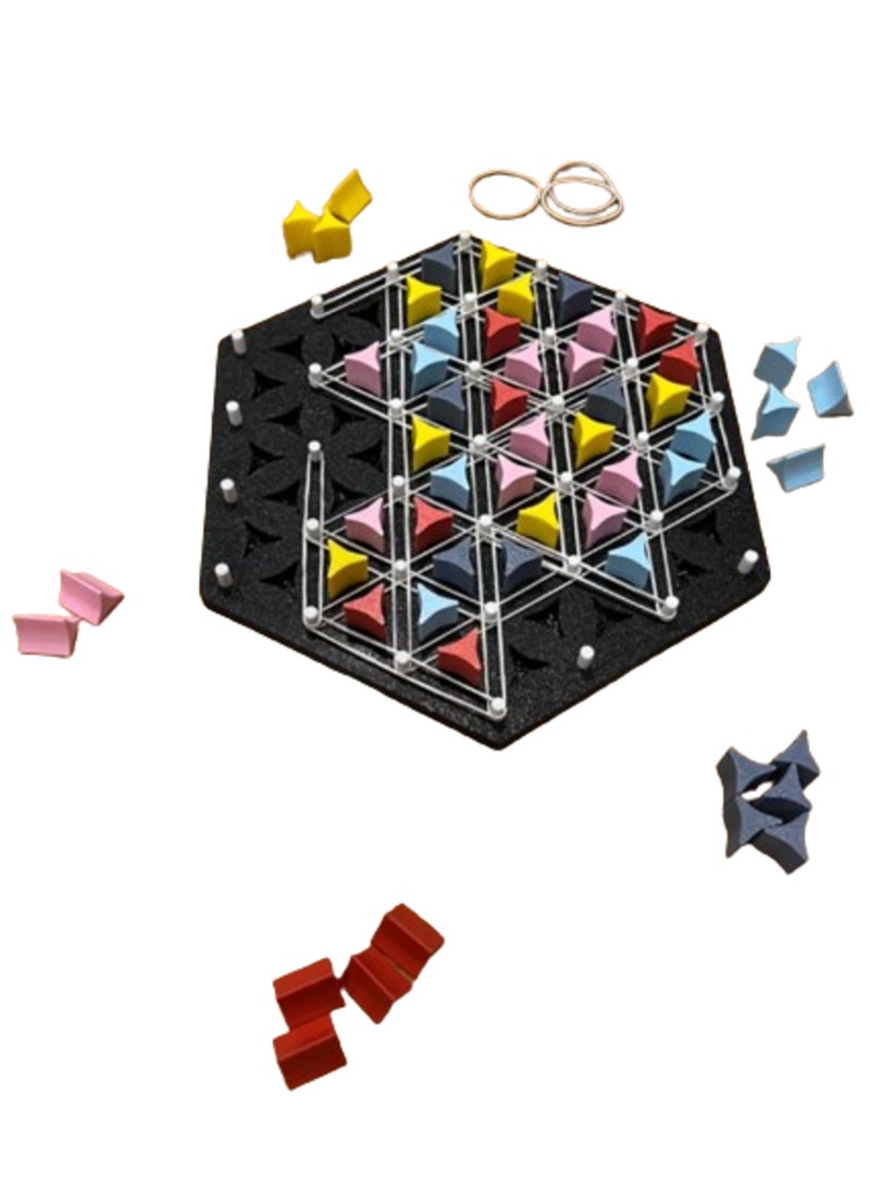 3D Brothers - Triangle Triggle Board Game  for 6 players Rubber Band Chain Triangle Chess Game 2-6 Players - Image 1