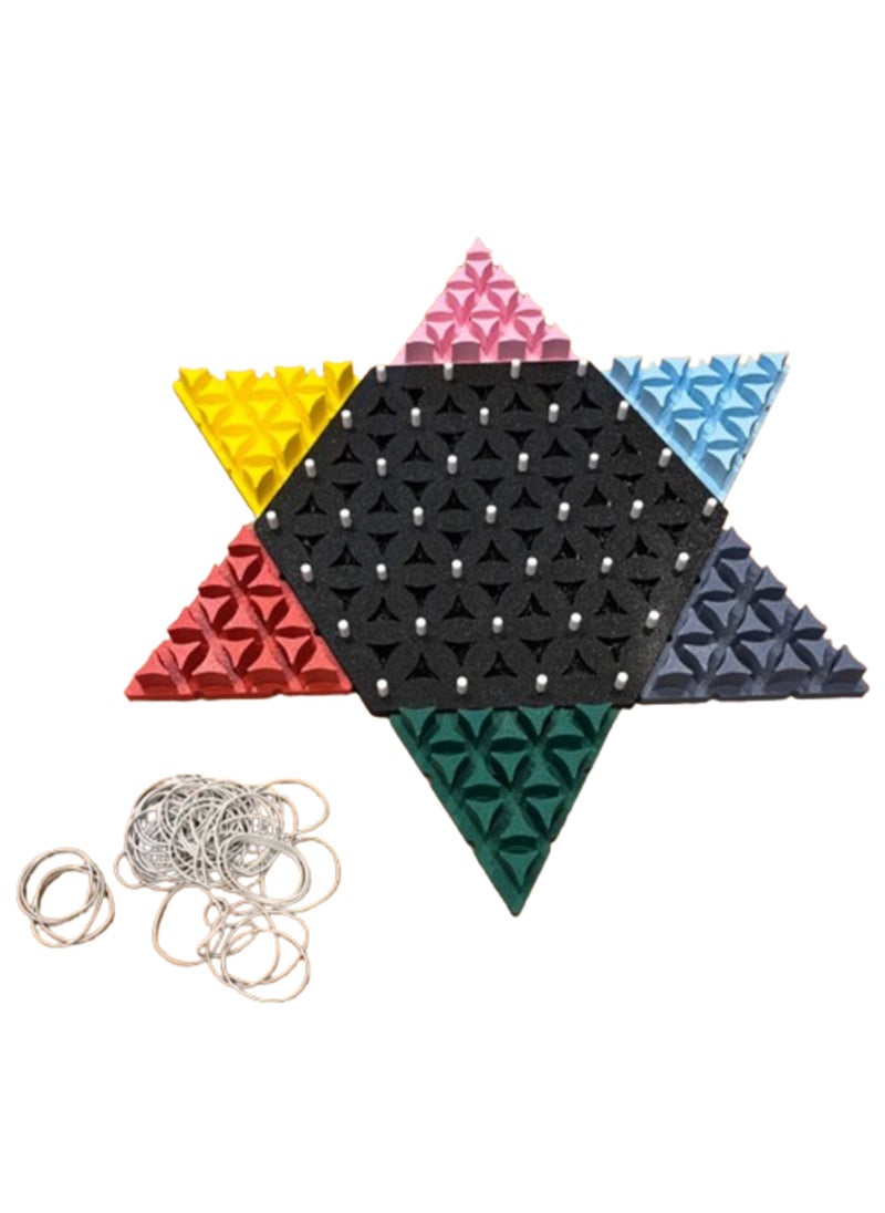 3D Brothers - Triangle Triggle Board Game  for 6 players Rubber Band Chain Triangle Chess Game 2-6 Players - Image 1
