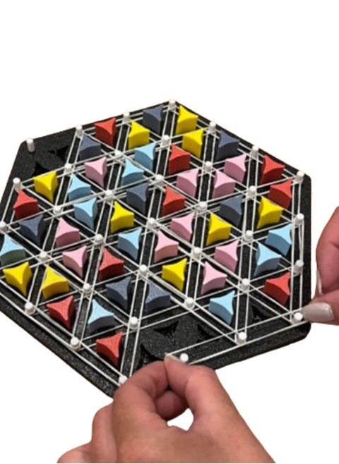Triangle Triggle Board Game  for 6 players Rubber Band Chain Triangle Chess Game 2-6 Players
