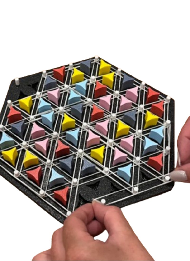 3D Brothers - Triangle Triggle Board Game  for 6 players Rubber Band Chain Triangle Chess Game 2-6 Players - Image 1