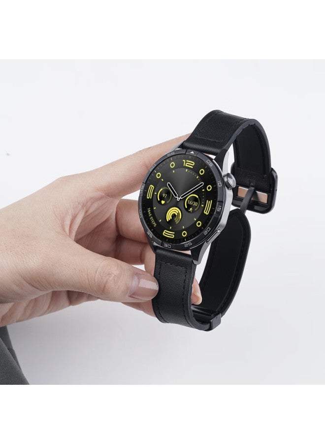 Watchbond Compatible With Huawei Watch 4 Strap, Gt5/gt4 Crazy Horse Pattern, Gt3/2 Magnetic Folding Square Buckle, Watch 3 Smart Sports Gt5pro Men's 46mm Strap - Image 2