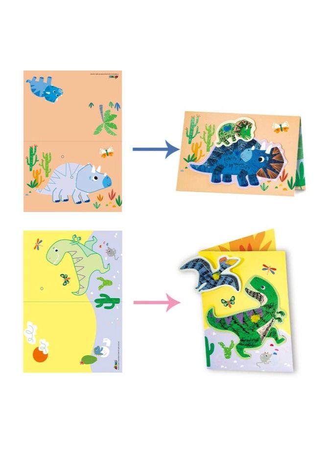 Avenir Scratch - Dinos | Arts & Crafts, Greeting Cards Set | Make Beautiful Greetings Cards | Scratch Art 3+ - Image 4