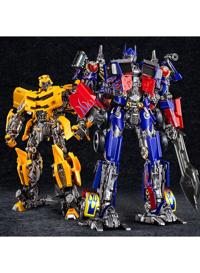 Super Large Deformation Toy 5 Car King Kong Optimus Robot Column Bumblebee Hand-made Boy Children Alloy Genuine 4-Color:Blackened Big Brother Column - Image 3