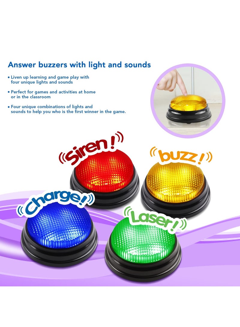 4-Pack Game Buzzers - Family feud Buzzer with Lights and Sounds Answer Buzzers for Classroom Quizzes Party Buzzer for Game Show for Kids Adults and Teacher Supplies - Image 3