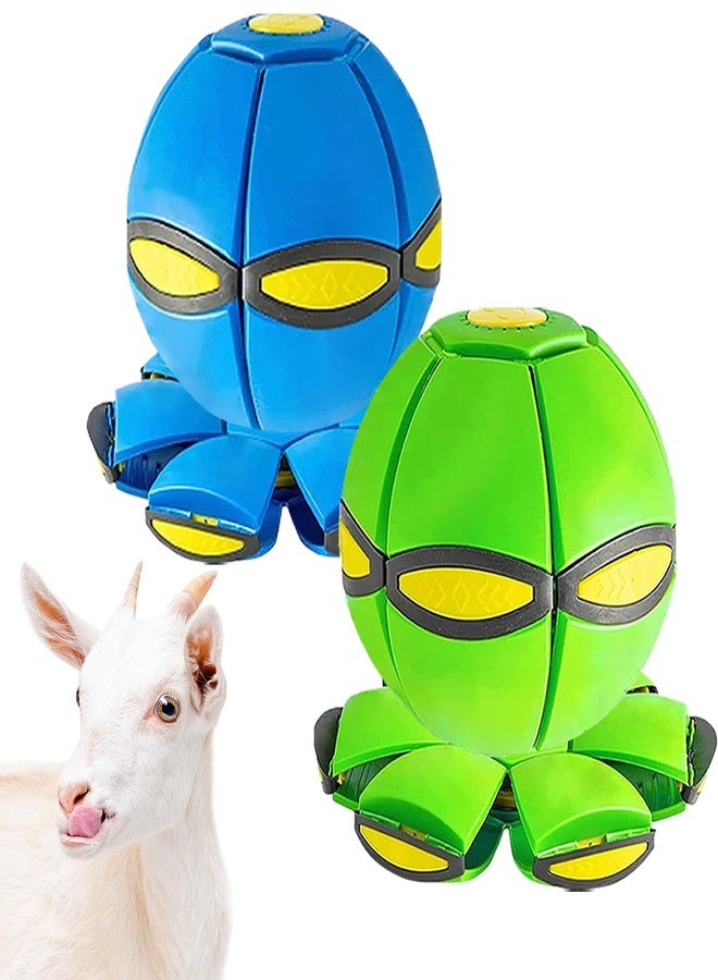 OOXYG 3PCS Goat Ball Toy with 6 Lights, Interactive Flying Saucer Disc Ball for Goat Dog Horse Enrichment Play Toy for Farm Sheep Cow (Blue and Green and Pink) - Image 5