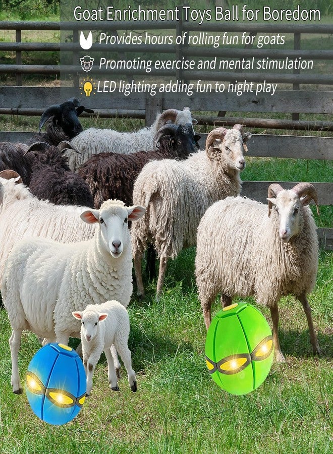 OOXYG 3PCS Goat Ball Toy with 6 Lights, Interactive Flying Saucer Disc Ball for Goat Dog Horse Enrichment Play Toy for Farm Sheep Cow (Blue and Green and Pink) - Image 4