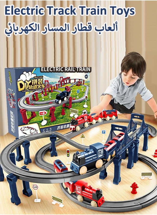 90cm electric rail train playset Electric high-speed rail train toys Assemble the rail train set Model train toys Train toys with tracks Birthday present Toys for boys(blue)  - Image 1