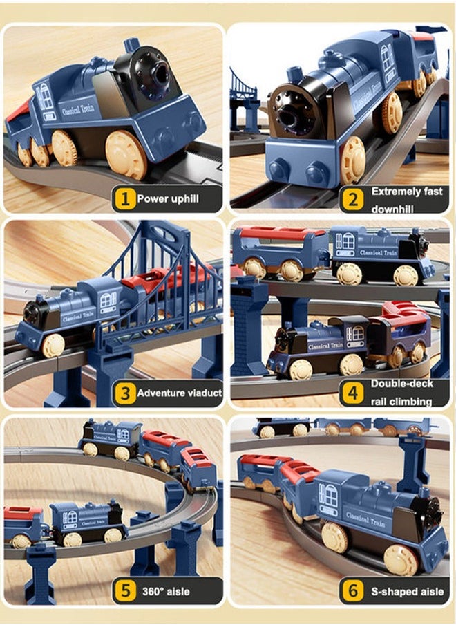 90cm electric rail train playset Electric high-speed rail train toys Assemble the rail train set Model train toys Train toys with tracks Birthday present Toys for boys(blue)  - Image 4