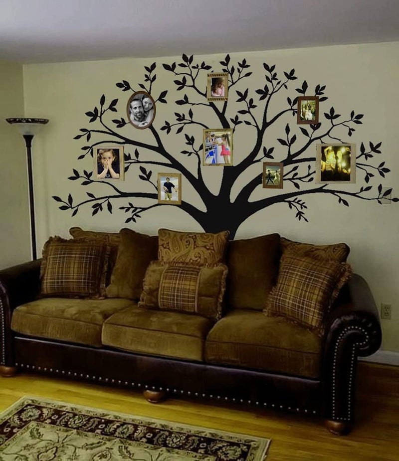 MAFENT Giant Family Photo Tree Wall Decal Mural Art Vinyl Wall Stickers Living Room Baby Room Decor Black