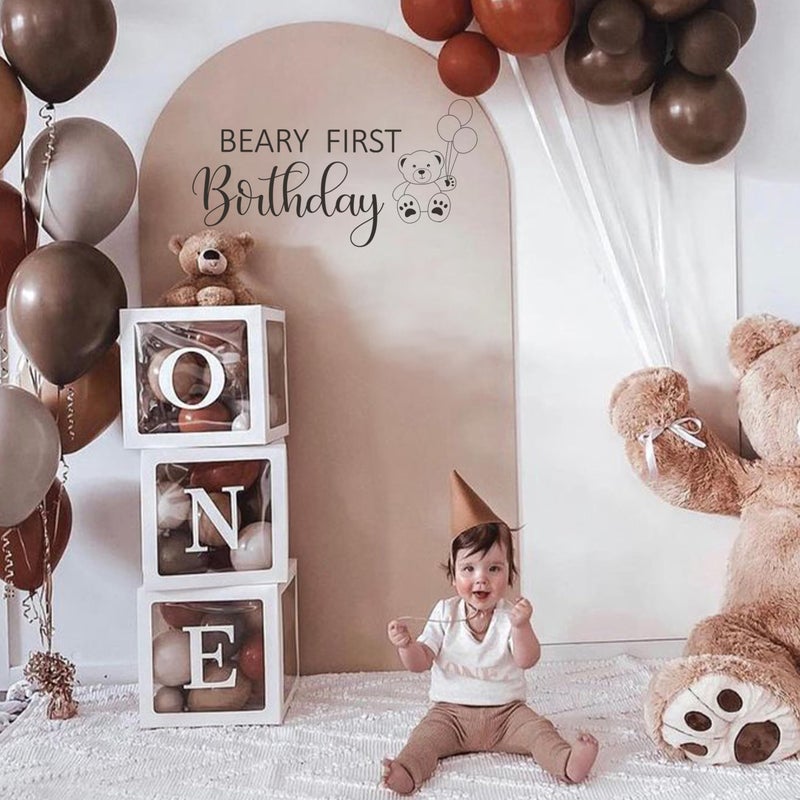 MUWEOL Beary First Birthday Wall Decal - Bear Themed Birthday Party Decorations Beary First Birthday Decal Beary Stickers  - Image 4