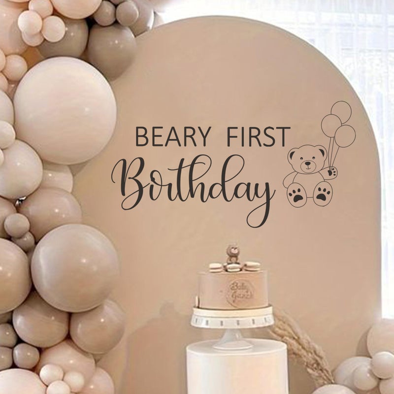 MUWEOL Beary First Birthday Wall Decal - Bear Themed Birthday Party Decorations Beary First Birthday Decal Beary Stickers  - Image 3