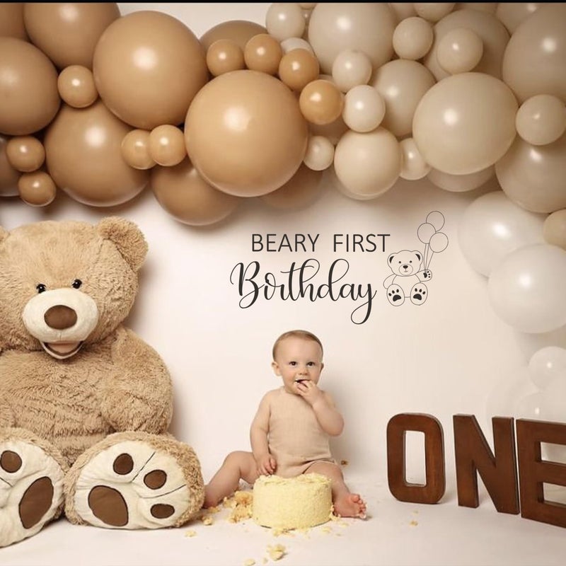 MUWEOL Beary First Birthday Wall Decal - Bear Themed Birthday Party Decorations Beary First Birthday Decal Beary Stickers  - Image 5