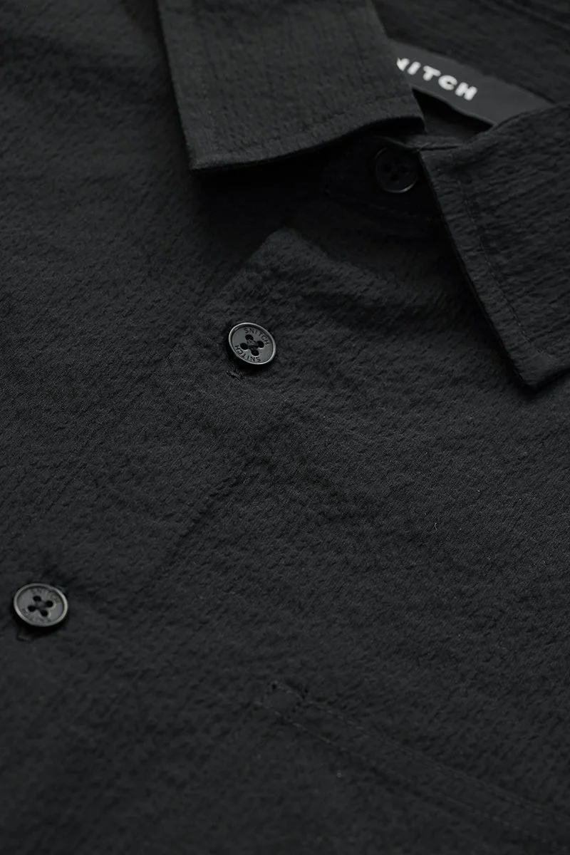 سنيتش قميص أسود سادة بقصة مريحة