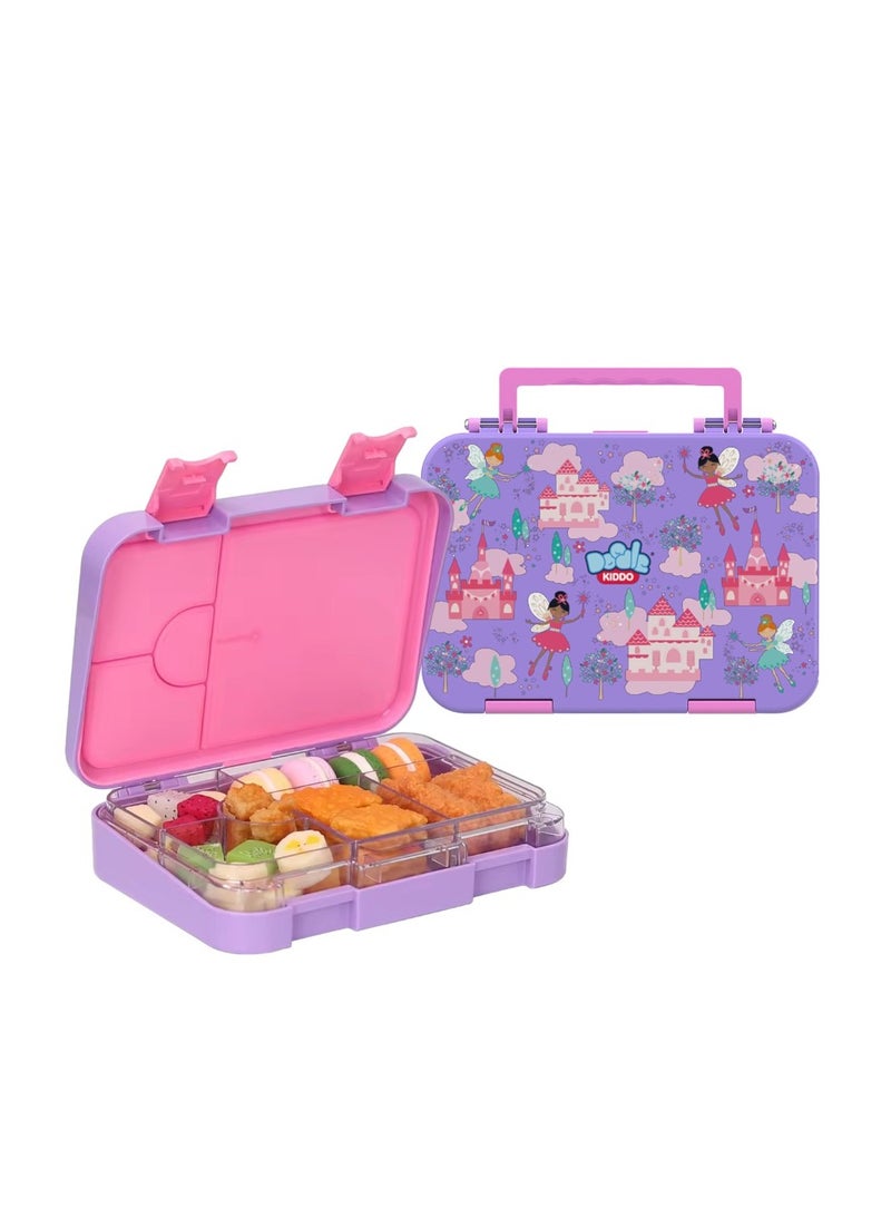 Doodle Kiddo Fairy Bento Lunch Box for Girls | 4 Compartments, Leak-Proof, BPA-Free | Freezer, Microwave & Dishwasher Safe | 21.2x15.7x4.6 CM - Image 2