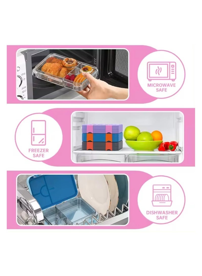 Doodle Kiddo Fairy Bento Lunch Box for Girls | 4 Compartments, Leak-Proof, BPA-Free | Freezer, Microwave & Dishwasher Safe | 21.2x15.7x4.6 CM - Image 4