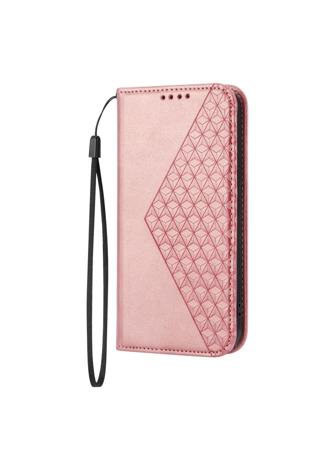 Zaboon Case For iPhone 12 / 12 Pro Cubic Grid Calf Texture Magnetic Closure Leather Phone Case - Image 2