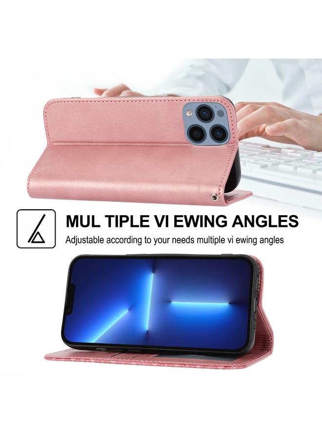 Zaboon Case For iPhone 12 / 12 Pro Cubic Grid Calf Texture Magnetic Closure Leather Phone Case - Image 5