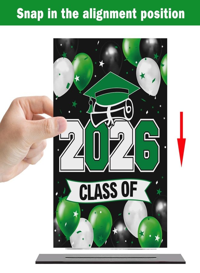 LINGTEER Class of 2026 Graduation Green Balloon Acrylic Table Stand Poster Centerpieces - 2 Pack of Congrats Grad Party Table Topper,Cheers to Graduations Party Decorations. - Image 3