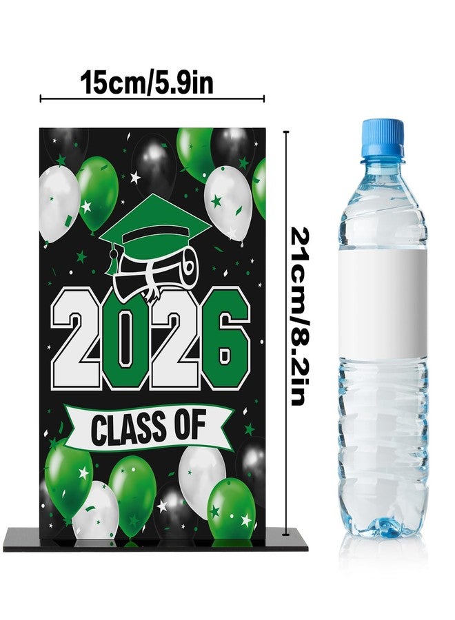LINGTEER Class of 2026 Graduation Green Balloon Acrylic Table Stand Poster Centerpieces - 2 Pack of Congrats Grad Party Table Topper,Cheers to Graduations Party Decorations. - Image 2