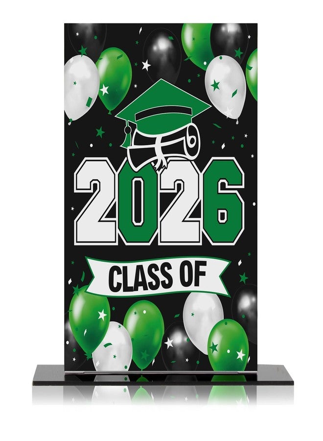 LINGTEER Class of 2026 Graduation Green Balloon Acrylic Table Stand Poster Centerpieces - 2 Pack of Congrats Grad Party Table Topper,Cheers to Graduations Party Decorations. - Image 1