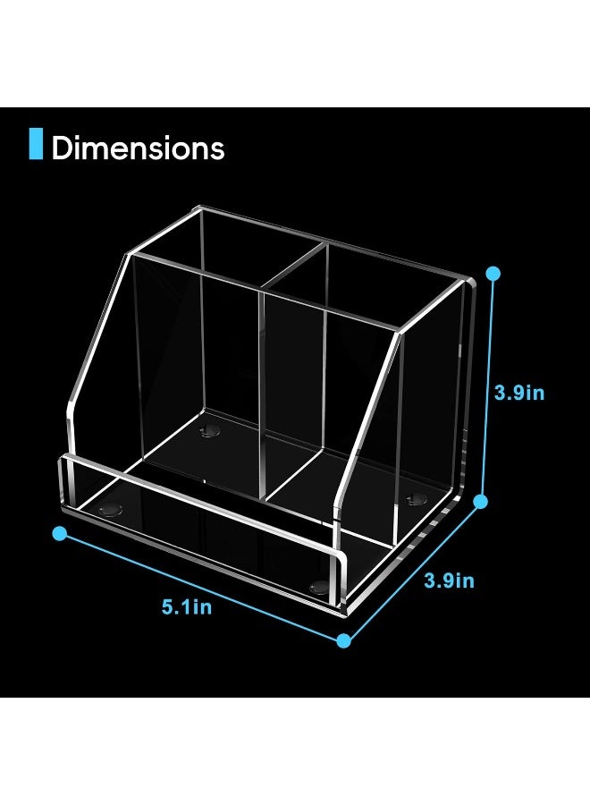 TPGP Pen Holder, Clear Pen And Pencil Holder For Desk, Acrylic Desk Organizer With 3 Compartments For Desk Accessories, Pencil Organizer For Home, Office And School, 5.1" W X 3.9" D X3.9 H - Image 4