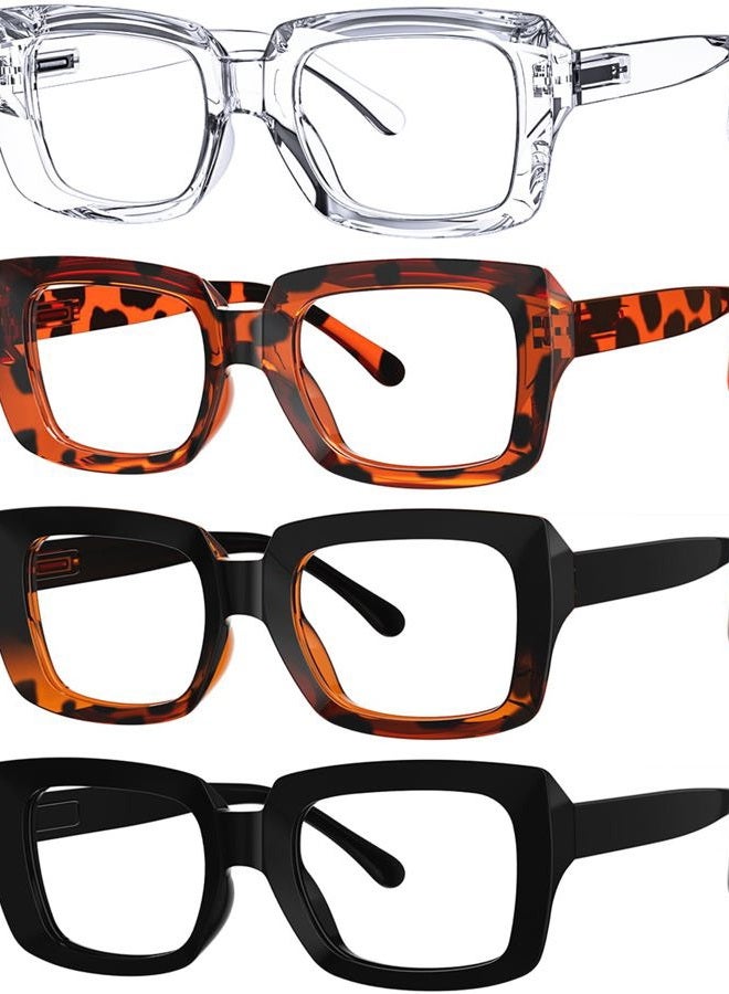Eyekepper 4 Pack Ladies Reading Glasses - Oversized Square Design Reader Eyeglasses for Women, 4 Pairs Mix, Large - Image 1
