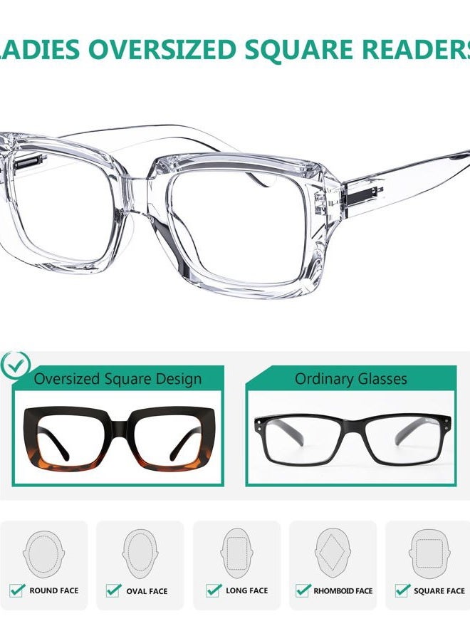 Eyekepper 4 Pack Ladies Reading Glasses - Oversized Square Design Reader Eyeglasses for Women, 4 Pairs Mix, Large - Image 4