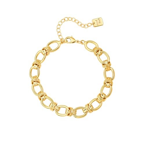 SOFYBJA Dainty 18K Gold Chunky Oval Chain Bracelet for Women Adjustable Link Bracelet Layering Jewelry - Image 1
